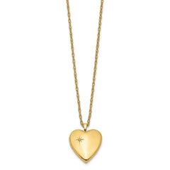 1/20 Gold Filled 20mm Polished/Satin Diamond Star Heart Locket Necklace QLS275-18