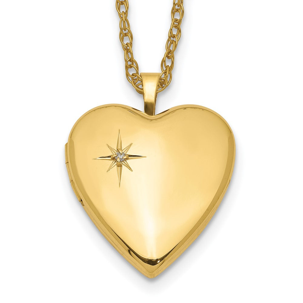 1/20 Gold Filled 20mm Polished/Satin Diamond Star Heart Locket Necklace QLS275-18