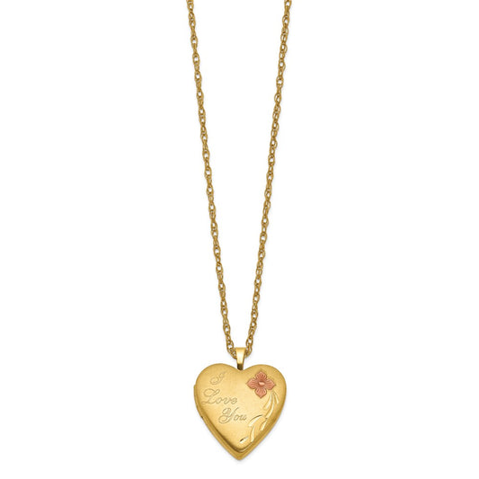 1/20 Gold Filled 20mm Enameled I Love You Heart Locket Necklace QLS276-18