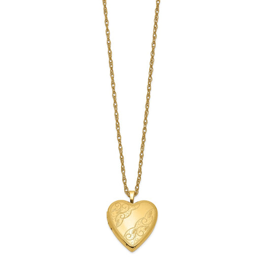 1/20 Gold Filled 20mm Side Swirled Heart Locket Necklace QLS282-18