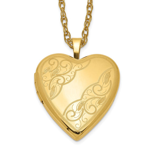 1/20 Gold Filled 20mm Side Swirled Heart Locket Necklace QLS282-18