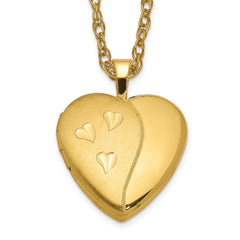 1/20 Gold Filled 16mm Satin and Polished Heart Locket Necklace QLS291-18