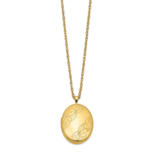 1/20 Gold Filled 26mm Swirled Oval Locket Necklace QLS295-18