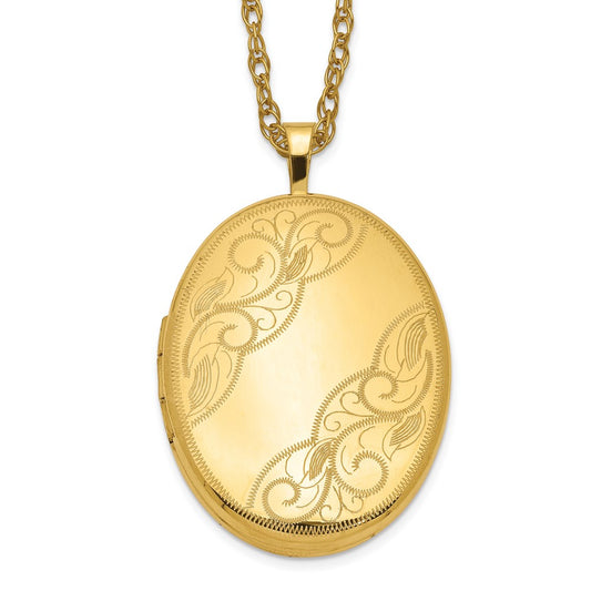 1/20 Gold Filled 26mm Swirled Oval Locket Necklace QLS295-18