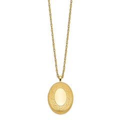 1/20 Gold Filled 26mm Leaf Border Oval Locket Necklace QLS297-18