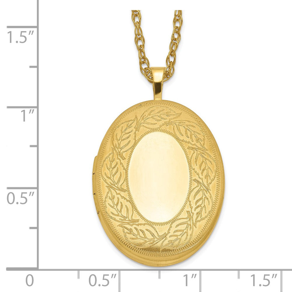 1/20 Gold Filled 26mm Leaf Border Oval Locket Necklace QLS297-18