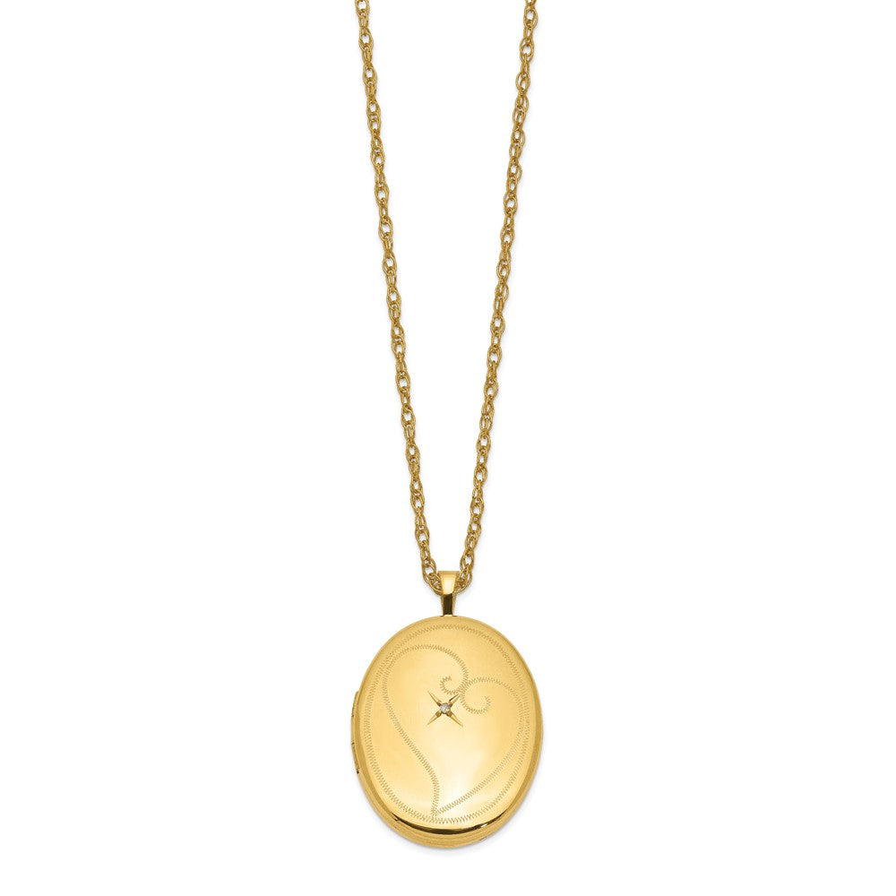 1/20 Gold Filled 26mm Diamond in Heart Oval Locket Necklace QLS302-18