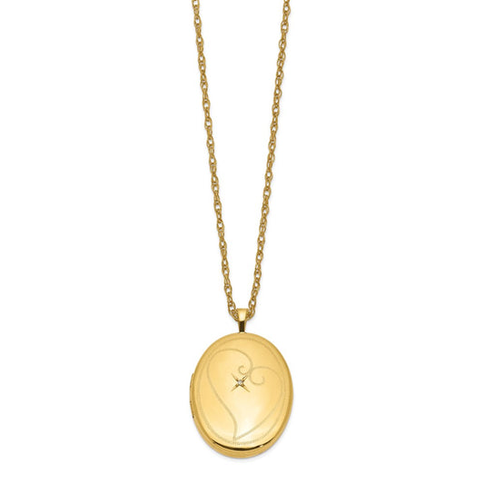 1/20 Gold Filled 26mm Diamond in Heart Oval Locket Necklace QLS302-18