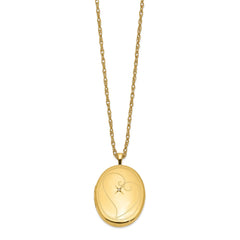 1/20 Gold Filled 26mm Diamond in Heart Oval Locket Necklace QLS302-18