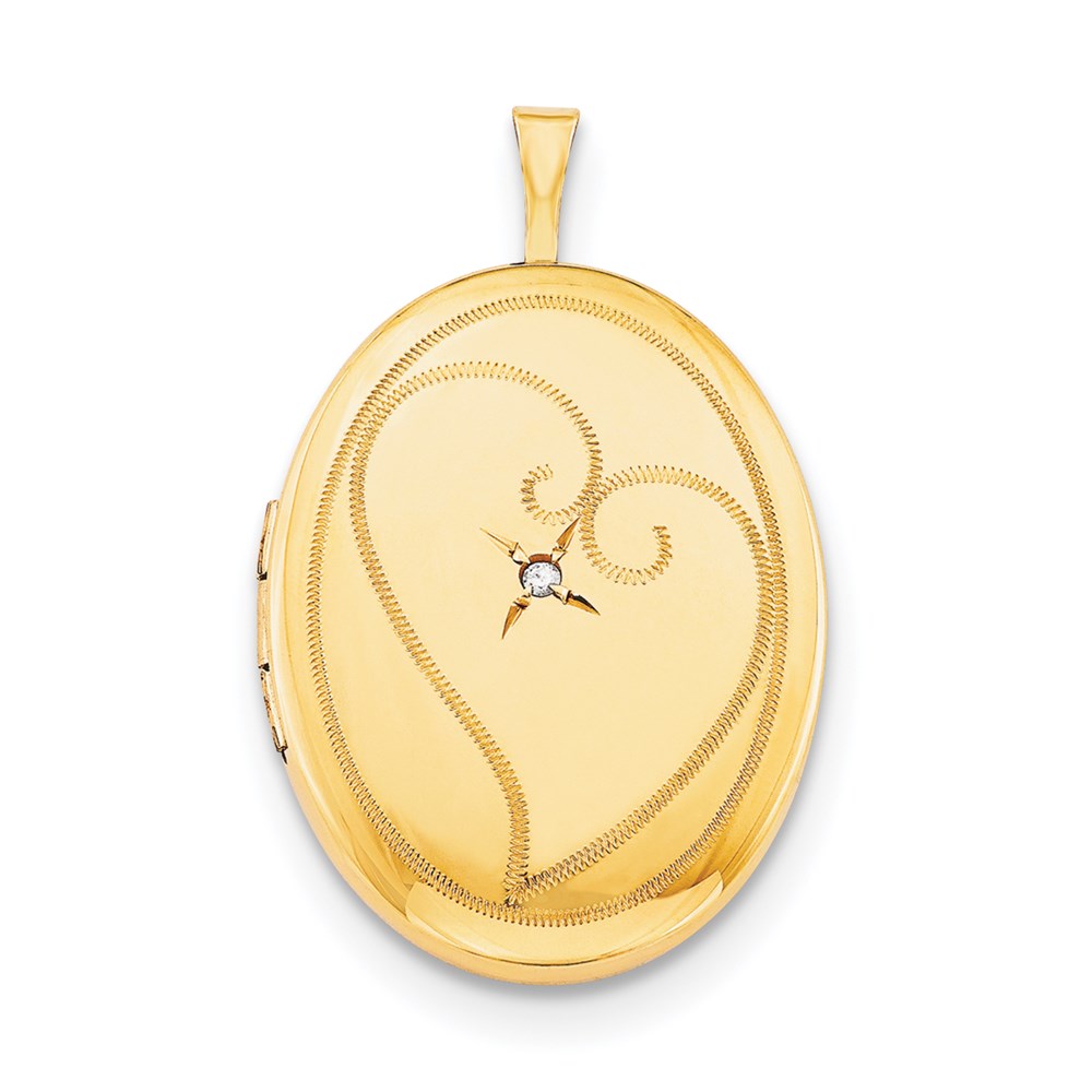 1/20 Gold Filled 26mm Diamond in Heart Oval Locket Necklace QLS302-18