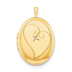 1/20 Gold Filled 26mm Diamond in Heart Oval Locket Necklace QLS302-18