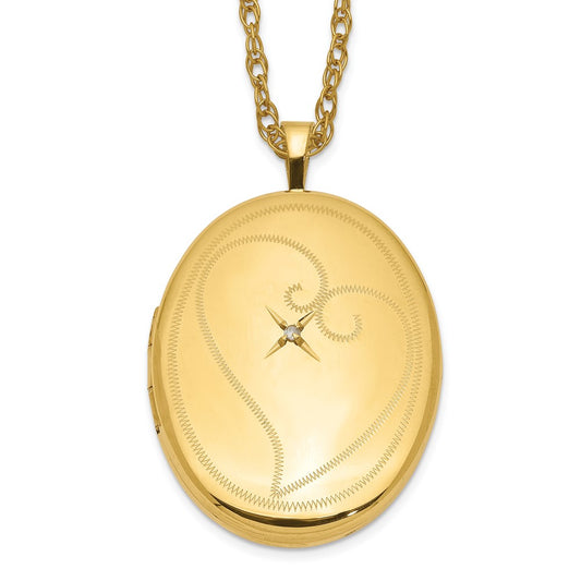 1/20 Gold Filled 26mm Diamond in Heart Oval Locket Necklace QLS302-18