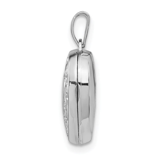 Sterling Silver Rhodium-plated Scroll Border Heart Locket QLS31