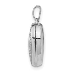 Sterling Silver Rhodium-plated Scroll Border Heart Locket QLS31