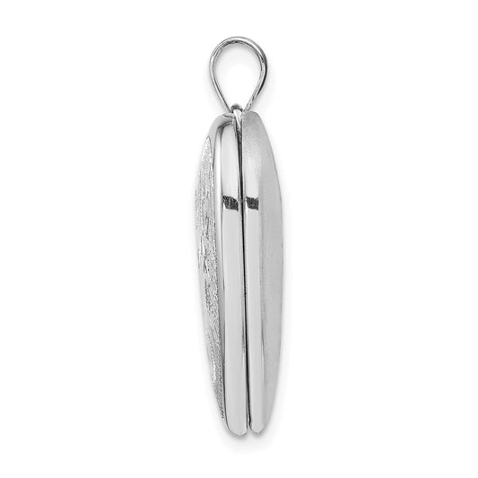 Sterling Silver Rhodium-plated 24mm D/C Cross Heart Locket QLS387