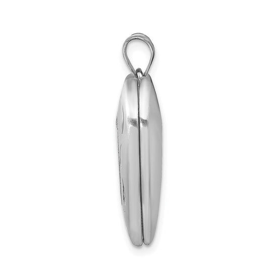 Sterling Silver Rhodium-plated 24mm D/C Heart Locket QLS398