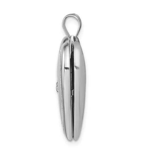 Sterling Silver Rhodium-plated & Diamond 24mm D/C Heart Locket QLS400