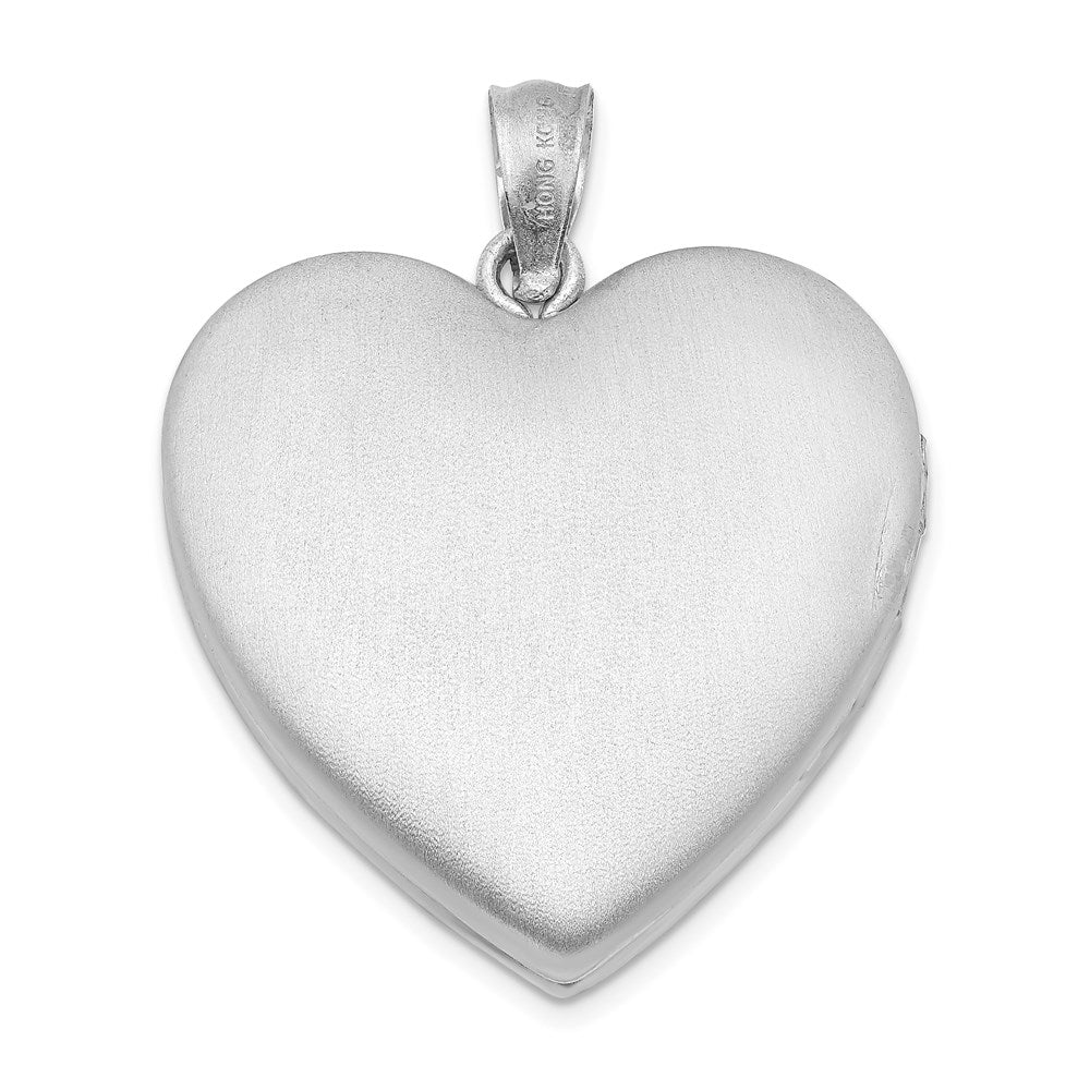 Sterling Silver Rhodium-plated & Diamond 24mm D/C Heart Locket QLS400