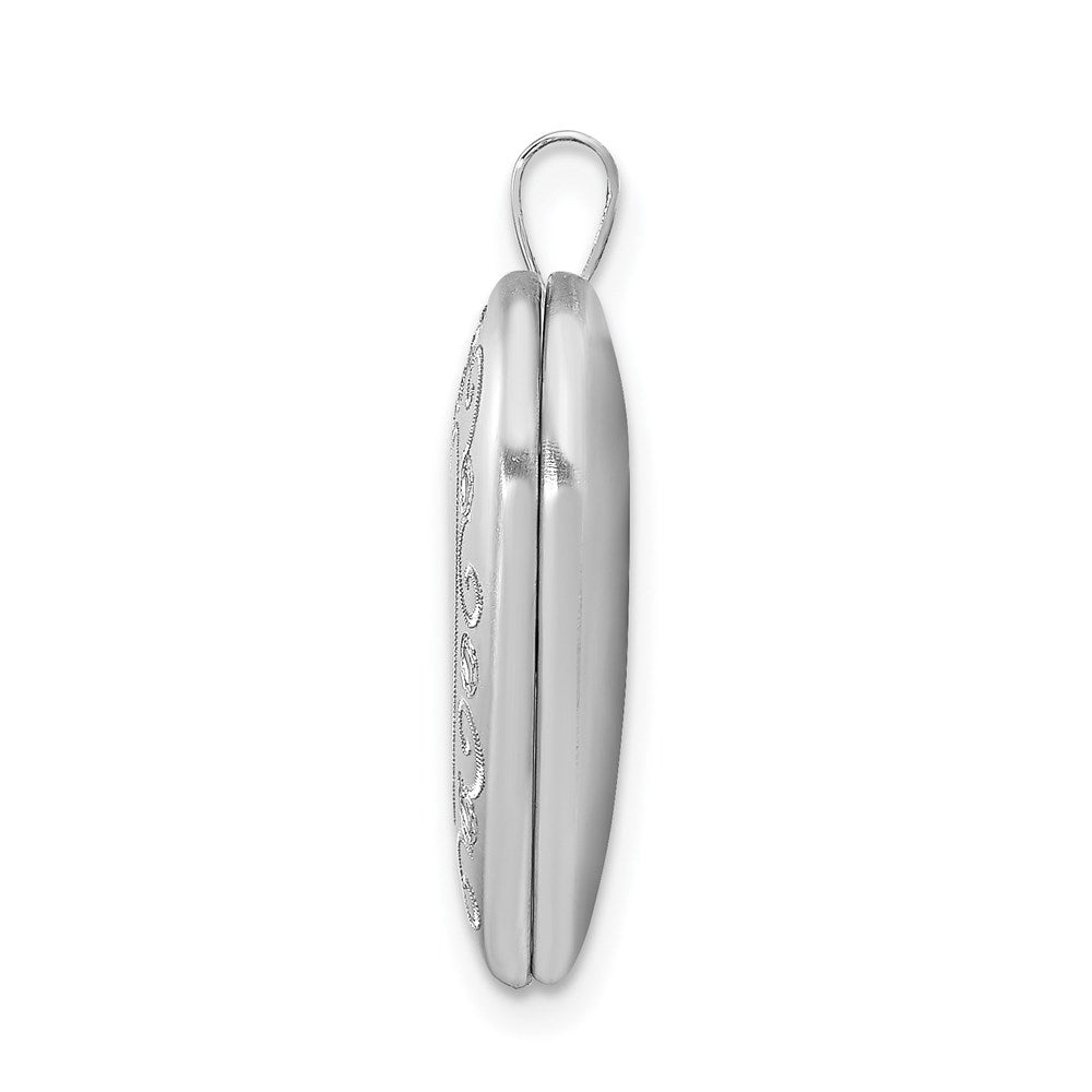Sterling Silver Rhodium-plated 20mm D/C Heart Locket QLS427