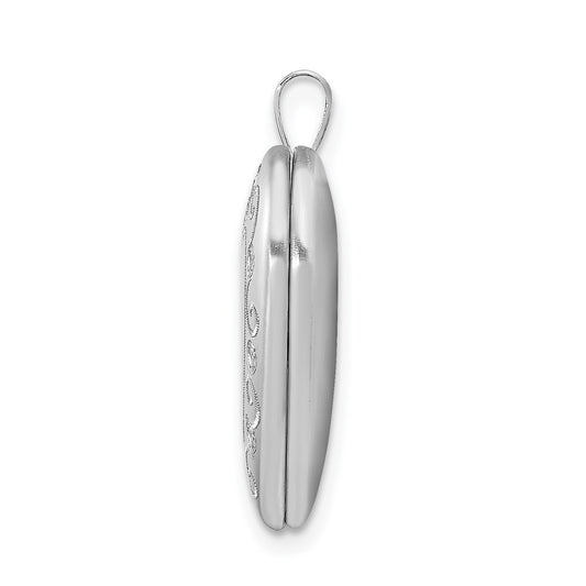 Sterling Silver Rhodium-plated 20mm D/C Heart Locket QLS427