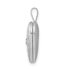 Sterling Silver Rhodium-plated Satin & D/C Diamond Star Heart Locket QLS429