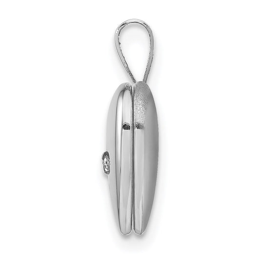 Sterling Silver Rhodium-plated & Diamond Star Polished 12mm Heart Locket QLS476