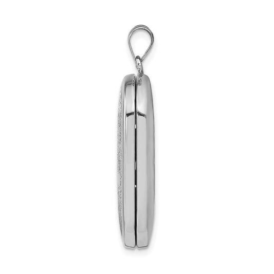 Sterling Silver Rhodium-plated Cross Rectangular Locket QLS561