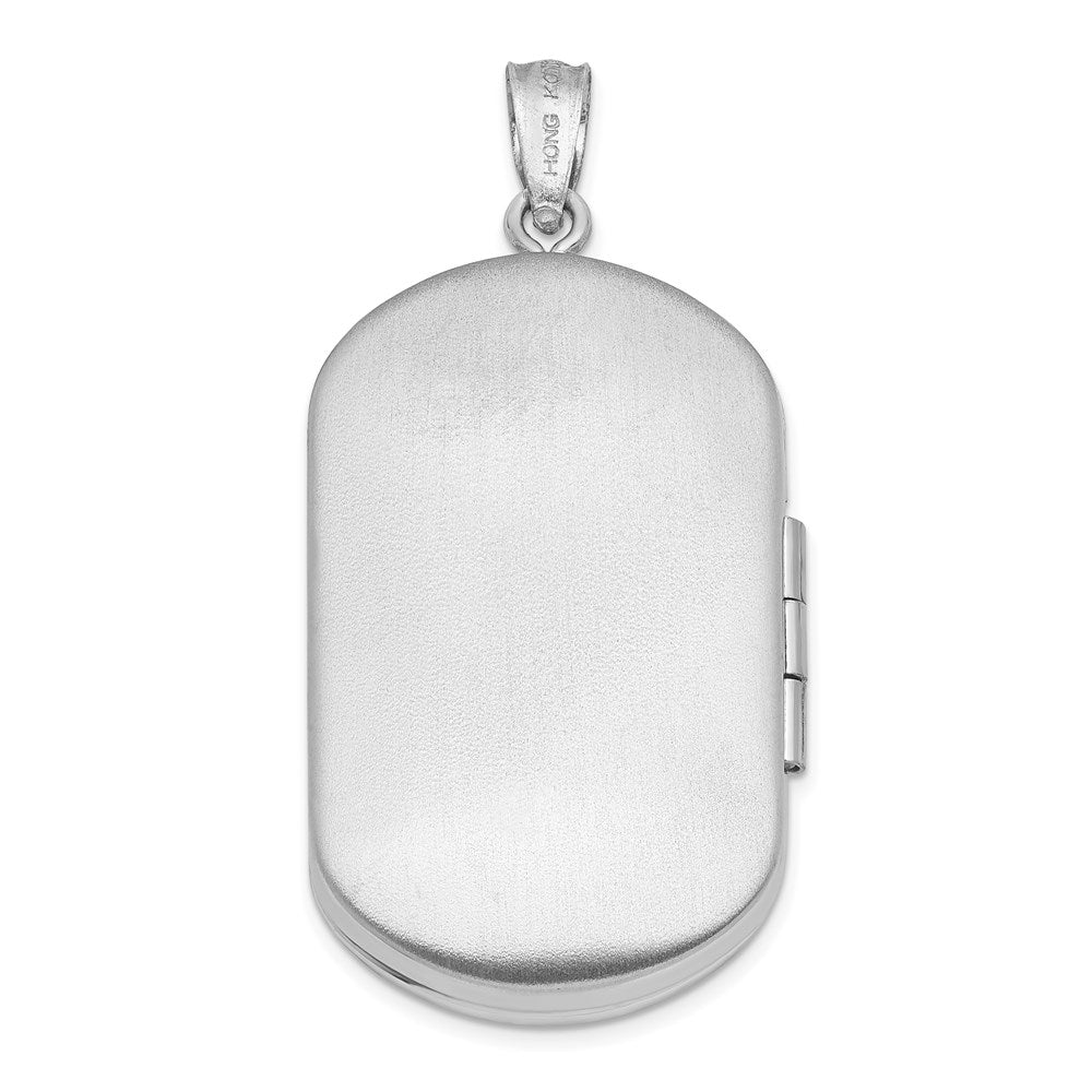 Sterling Silver Rhodium-plated Cross Rectangular Locket QLS561