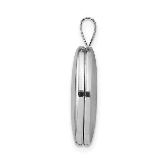 Sterling Silver Rhodium-plated 20mm Polished Oval Locket QLS576