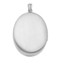 Sterling Silver Rhodium-plated & Diamond w/ Swirl Border 34mm Oval Locket QLS579