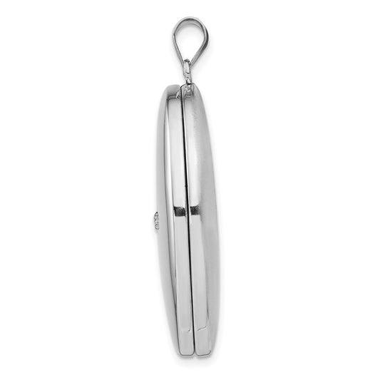 Sterling Silver Rhodium-plated & Diamond Polished 34mm Oval Locket QLS580