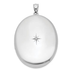 Sterling Silver Rhodium-plated & Diamond Polished 34mm Oval Locket QLS580
