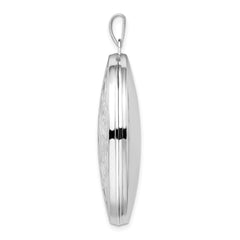 Sterling Silver Rhodium-plated Oval Scroll Locket QLS616