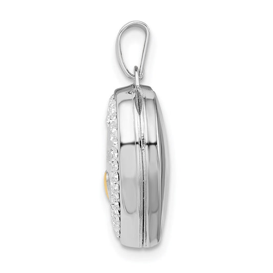 Sterling Silver Rhodium-plated Gold-tone Preciosa Crystal Mom Heart Locket QLS812