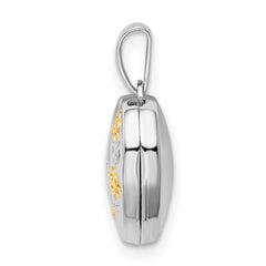 Sterling Silver Rhodium-plated & Gold-tone Floral Mom Heart Locket QLS817