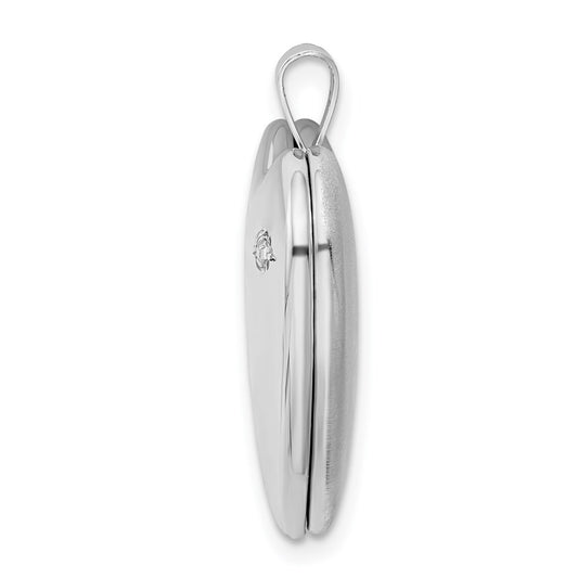 Sterling Silver Rhod-pltd 20mm LOVE TO THE MOON Diamond Heart Locket QLS820