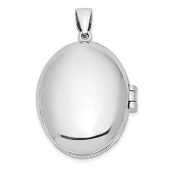 Sterling Silver Rhodium-plated CZ Filigree Top Polished Back Oval Locket QLS838