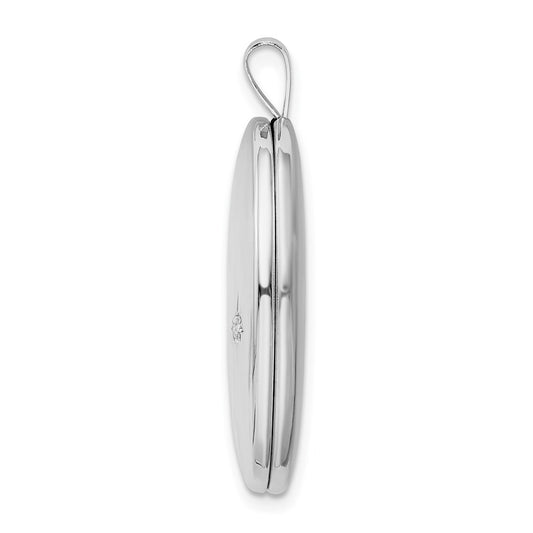 Sterling Silver Rhod-pltd 20mm LOVE TO THE MOON Diamond Oval Locket QLS850
