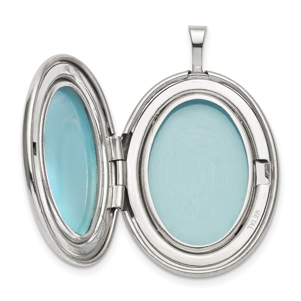 Sterling Silver Rhod-pltd 20mm LOVE TO THE MOON Diamond Oval Locket QLS850