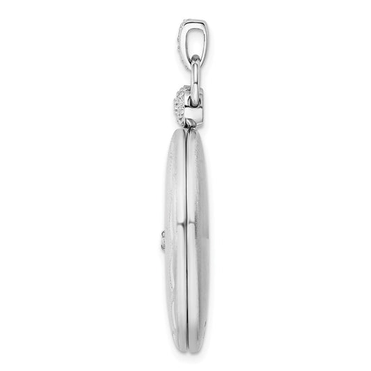 Sterling Silver Rhodium-plate 26mm Diamond Accented D/C Locket QLS853
