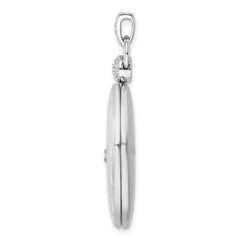 Sterling Silver Rhodium-plate 26mm Diamond Accented D/C Locket QLS853