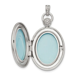 Sterling Silver Rhodium-plate 26mm Diamond Accented D/C Locket QLS853