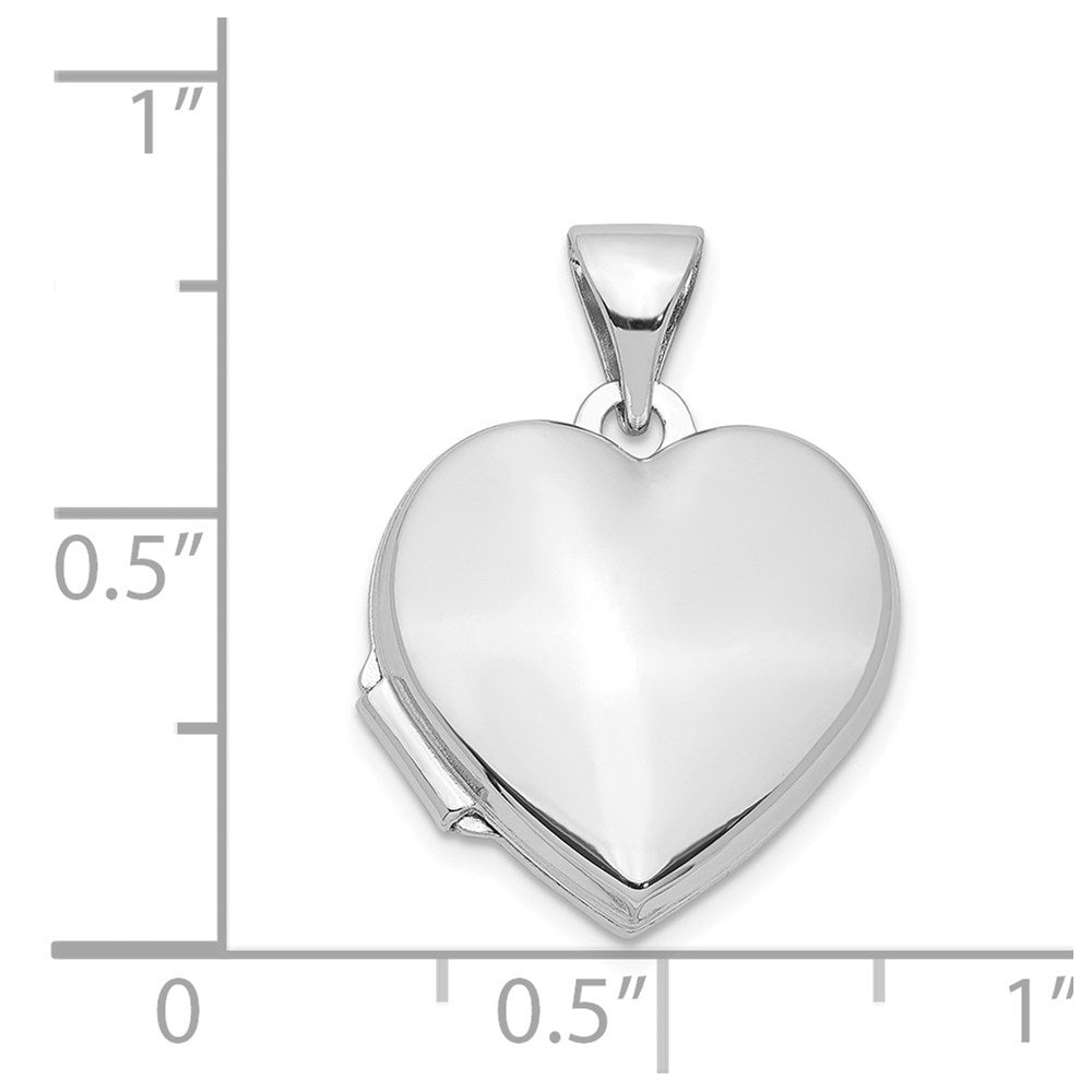 Sterling Silver Rhodium-plated Plain 15mm Heart Locket QLS89