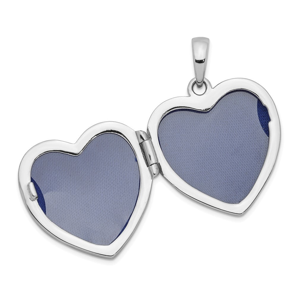 Sterling Silver Rhodium-plated CZ 23mm Heart Locket QLS917
