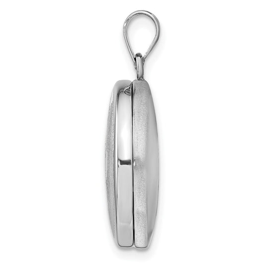 Sterling Silver Rhodium 20mm Grooved & Polished Pawprint Round Locket QLS918