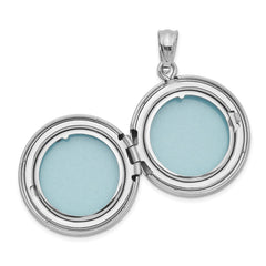 Sterling Silver Rhodium 20mm Grooved & Polished Pawprint Round Locket QLS918