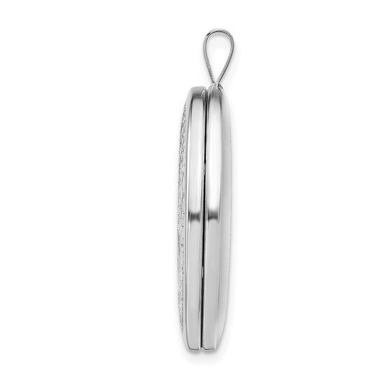 Sterling Silver Rhodium-plated Oval Tree 26mm Locket QLS922