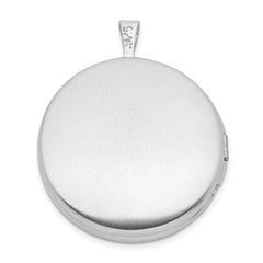 Sterling Silver Rhodium-plated Tree Design Round Locket QLS923