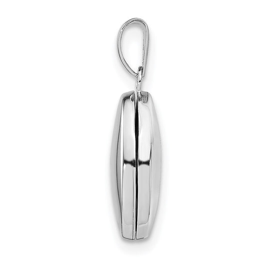 Sterling Silver Rhodium-plated 14mm Domed Oval Locket QLS930