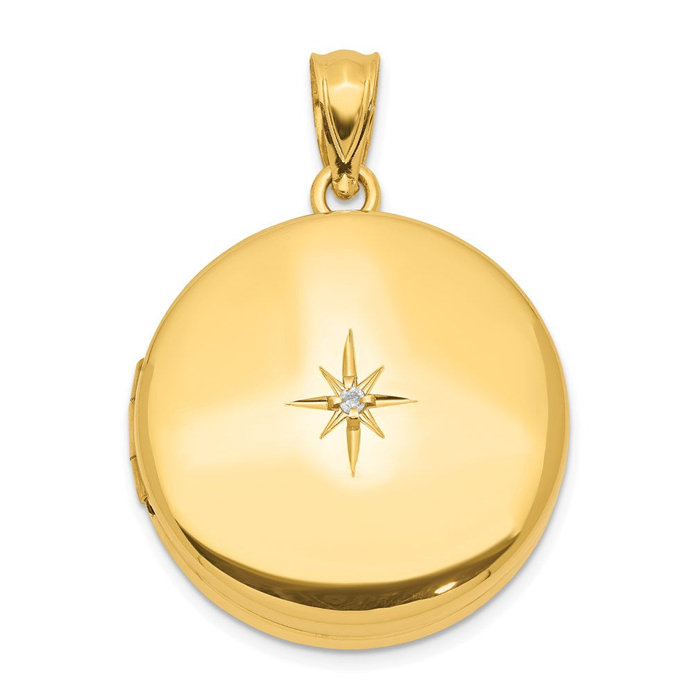 Sterling Silver 20mm Gold-plated Polished Diamond Accent Round Locket QLS939